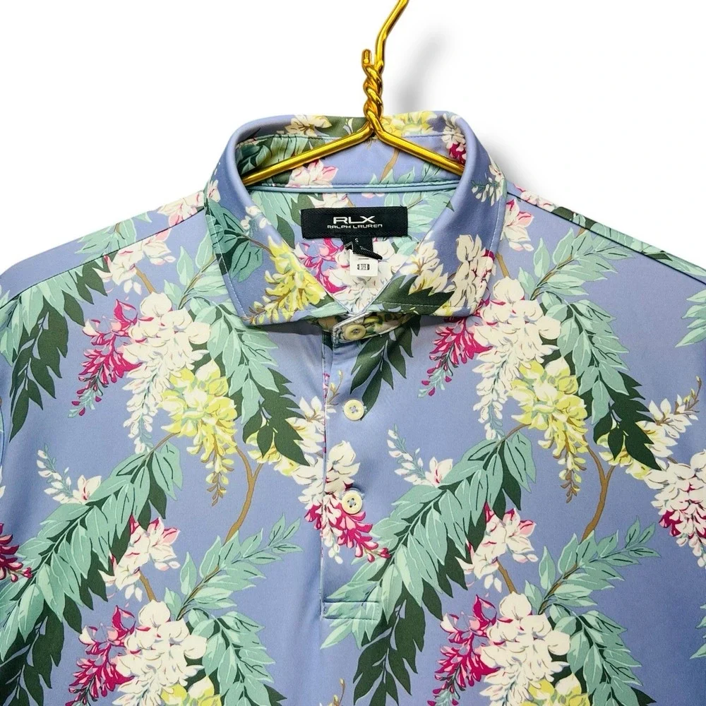Ralph Lauren RLX Golf Polo Shirt Floral Hawaiian Mens S Blue